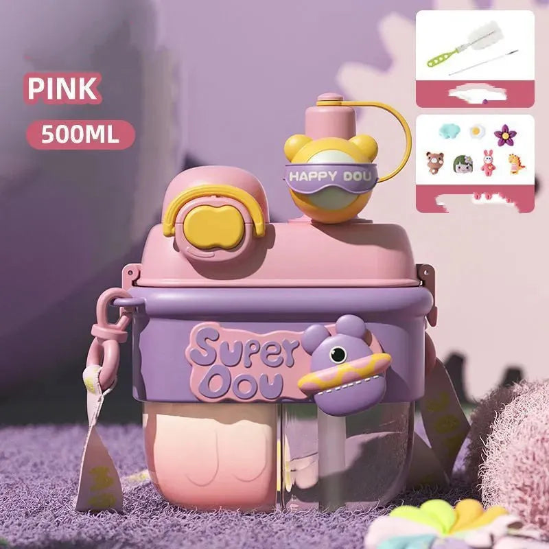 Double Drinking Plastic Cup With Rope Outdoor Portable - Bellarte Enchanté Double Drinking Plastic Cup With Rope Outdoor Portable